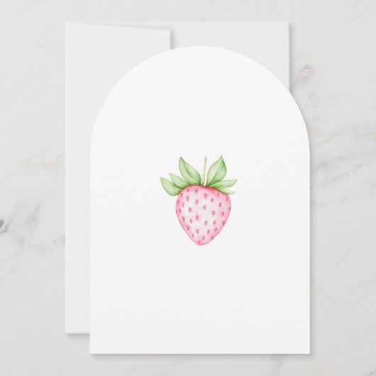 ベリースイートピンクストロベリーアーチガールベビーシャワー 招待状 (裏面)