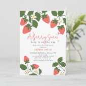 ベリースイートピンクストロベリーガールベビーシャワー 招待状 (スタンド正面)