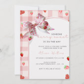 ベリースイートピンクストロベリーコケットベビーシャワー 招待状 (正面)