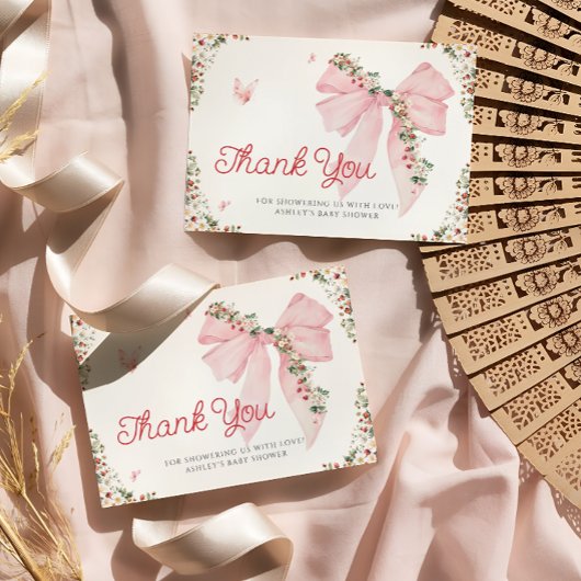 ベリースイートピンクボウベビーシャワーサンキューカード カード