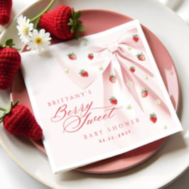 ベリースイートピンクボウベビーシャワーナプキンズ スタンダードカクテルナプキン