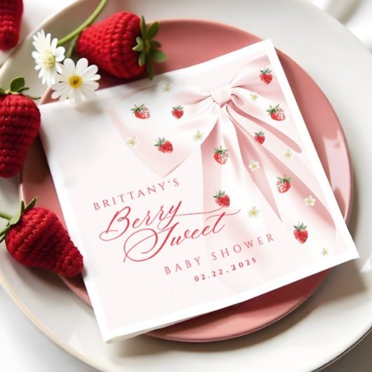 ベリースイートピンクボウベビーシャワーナプキンズ スタンダードカクテルナプキン