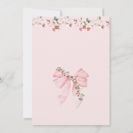 ベリースイートピンクボウ女の子ベビーシャワー 招待状 (裏面)