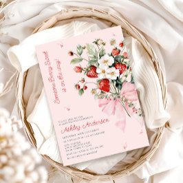 ベリースイートピンクモダンクボウ赤ちゃんシャワー 招待状