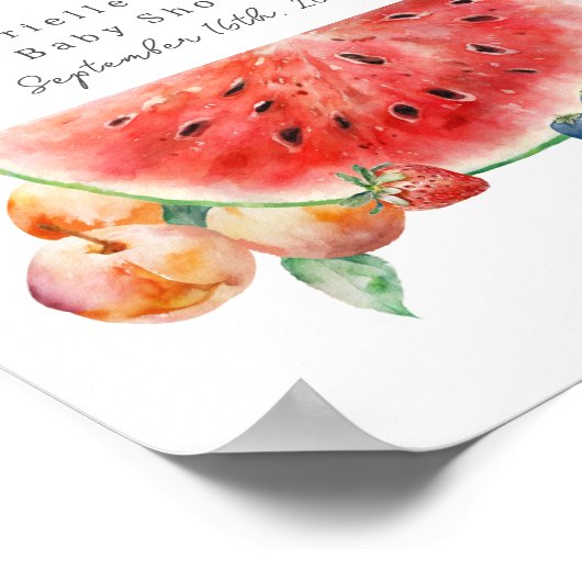 ベリースイートフルーツベビーシャワーウェルカムスイカ ポスター (角)