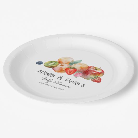 ベリースイートフルーツベビーシャワー ペーパープレート (アングル)