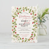 ベリースイートフレッシュワイルドストロベリーフォト誕生日 招待状 (スタンド正面)