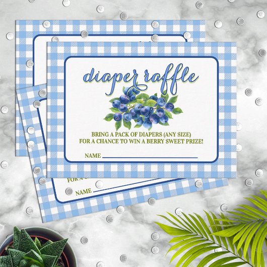 ベリースイートブルーベリーテーマおむつラッフル エンクロージャーカード