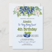 ベリースイートブルーベリーテーマガールズバースデーパーティー 招待状 (正面)