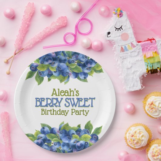 ベリースイートブルーベリーテーマバースデーパーティー ペーパープレート (パーティー)