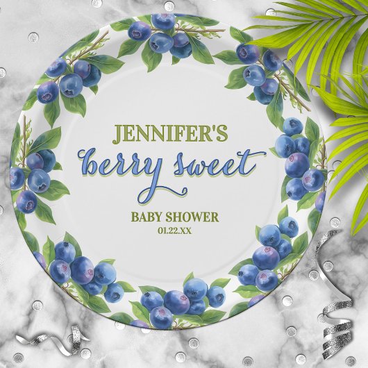 ベリースイートブルーベリーテーマベビーシャワー ペーパープレート