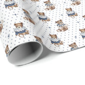 ベリースイートブルーベリーベア男の赤ちゃんシャワーナプキンス ラッピングペーパー (ロールコーナー)