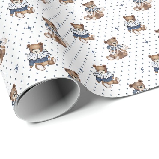 ベリースイートブルーベリーベア男の赤ちゃんシャワーナプキンス ラッピングペーパー (ロールコーナー)
