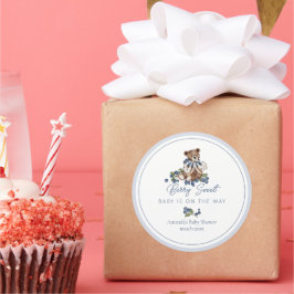 ベリースイートブルーベリーベア男の赤ちゃんシャワー ラウンドシール