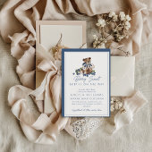 ベリースイートブルーベリーベア男の赤ちゃんシャワー 招待状