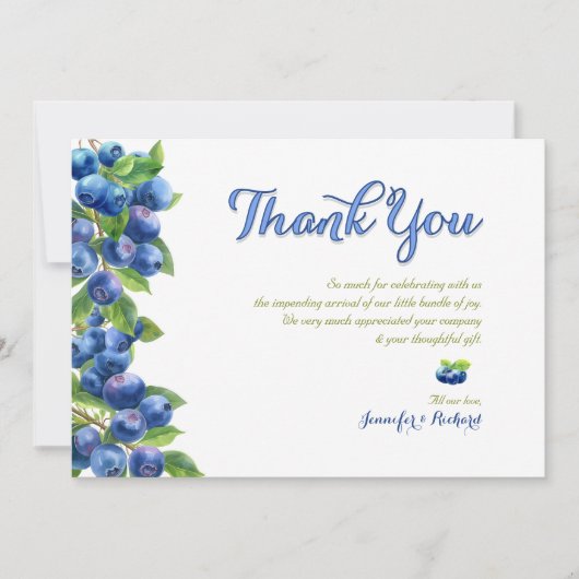 ベリースイートブルーベリーベビーシャワーありがとう サンキューカード (正面)