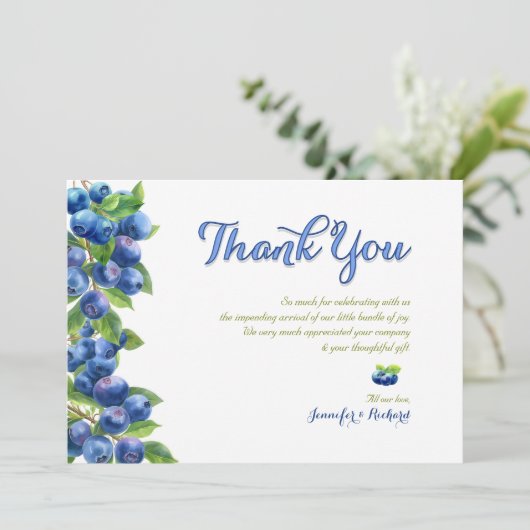 ベリースイートブルーベリーベビーシャワーありがとう サンキューカード (スタンド正面)