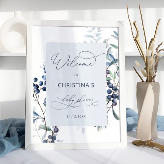ベリースイートブルーベリーベビーシャワー歓迎ポスター ポスター