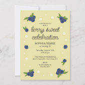 ベリースイートブルーベリー誕生日イエロー 招待状 (正面)