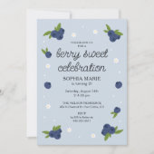 ベリースイートブルーベリー誕生日ペリウィンクルブルー 招待状 (正面)