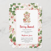 ベリースイートベアーベビーシャワーガール 招待状 (正面/裏面)