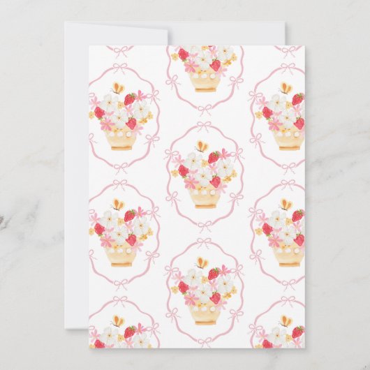 ベリースイートベビーお洒落ストロベリーベビーシャワー 招待状 (裏面)