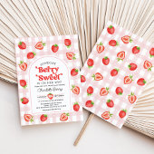 ベリースイートベビーガールストロベリーベビーシャワー 招待状