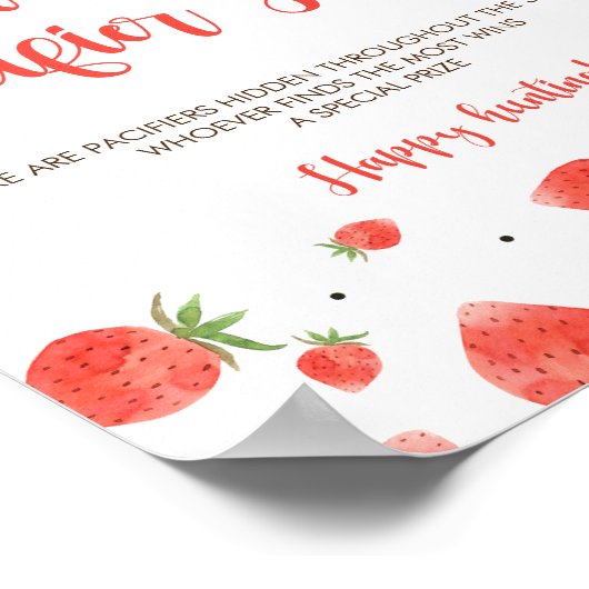 ベリースイートベビーシャワーおしゃぶり狩りゲームサイン ポスター (角)