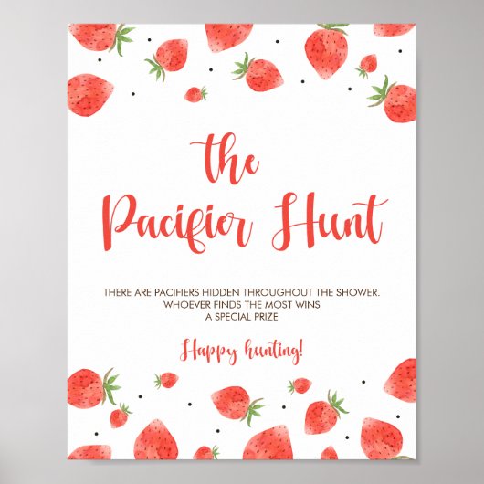 ベリースイートベビーシャワーおしゃぶり狩りゲームサイン ポスター (正面)
