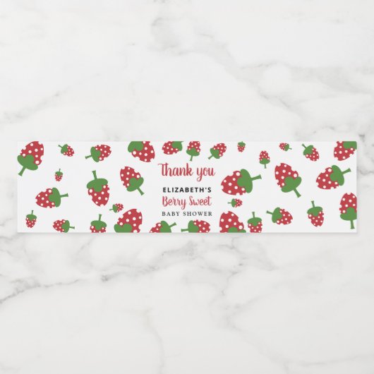 ベリースイートベビーシャワーかわいいイチゴかわいい ペットボトルラベル (シングルラベル)