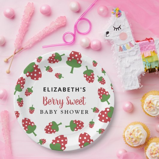 ベリースイートベビーシャワーかわいいイチゴカスタム ペーパープレート (パーティー)