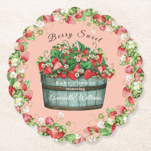 ベリースイートベビーシャワーのベビーシャワーの招待状 ペーパーコースター (正面)
