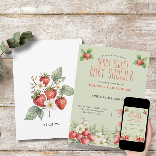 ベリースイートベビーシャワーイチゴ 招待状