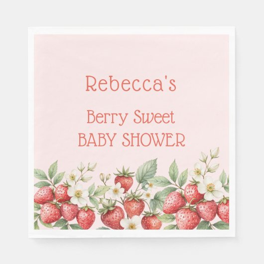 ベリースイートベビーシャワーストロベリーの花 スタンダードランチョンナプキン (正面)