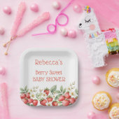 ベリースイートベビーシャワーストロベリーの花 ペーパープレート (パーティー)
