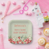 ベリースイートベビーシャワーストロベリーの花 ペーパープレート (パーティー)