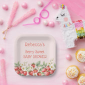 ベリースイートベビーシャワーストロベリーの花 ペーパープレート (パーティー)