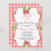 ベリースイートベビーシャワーストロベリーナップ 招待状 (正面/裏面)