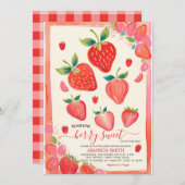 ベリースイートベビーシャワーストロベリー招待状 招待状 (正面/裏面)
