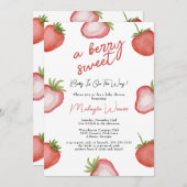 ベリースイートベビーシャワーストロベリー招待状 招待状 (正面/裏面)