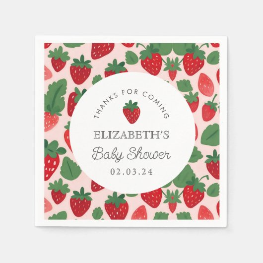 ベリースイートベビーシャワーピクニック スタンダードカクテルナプキン (正面)