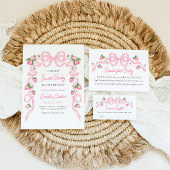 ベリースイートベビーシャワーピンクボウおむつラッフル エンクロージャーカード