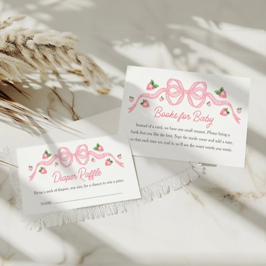 ベリースイートベビーシャワーピンクボウおむつラッフル エンクロージャーカード