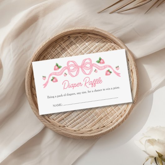 ベリースイートベビーシャワーピンクボウおむつラッフル エンクロージャーカード
