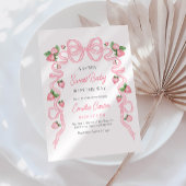 ベリースイートベビーシャワーピンクボウ 招待状