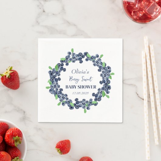 ベリースイートベビーシャワーブルーベリーベビーガールボーイ スタンダードカクテルナプキン (インサイチュ)