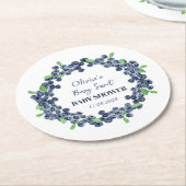 ベリースイートベビーシャワーブルーベリーベビーガールボーイ ラウンドペーパーコースター (アングル)