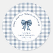 ベリースイートベビーシャワーブルーベリーボウありがとう ラウンドシール (正面)