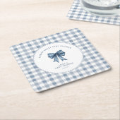 ベリースイートベビーシャワーブルーベリーボウ スクエアペーパーコースター (アングル)