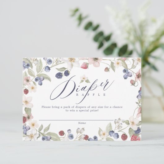 ベリースイートベビーシャワーワイルドベリー&フラワー エンクロージャーカード (スタンド正面)